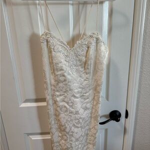VTG Roberta Bridal women’s cream embroidered pearl dress size 9/10